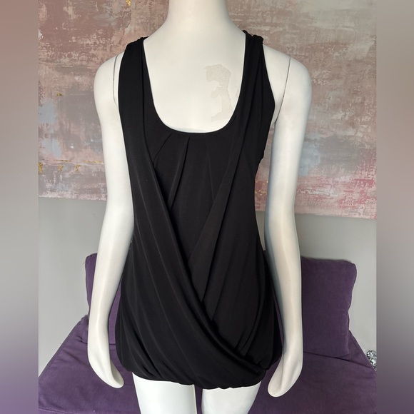 Vintage Marciano Elegant Black Draped Layered Tank with Racer Back M‎ - Picture 6 of 16